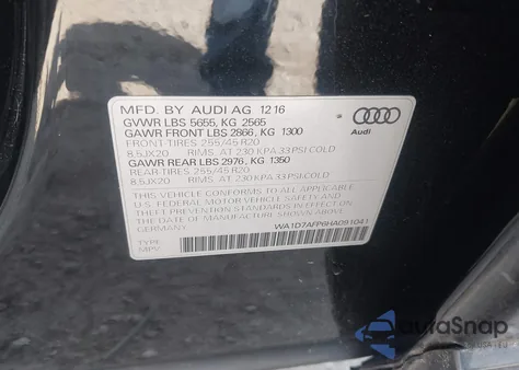2017 Audi Q5 3.0T Premium Plus from USA, damaged, VIN WA1D7AFP6HA091041